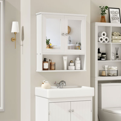 Armoire murale de salle de bain avec miroir et tablette 