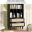 Bibliothèque moderne en bois et rotin simple-106326419