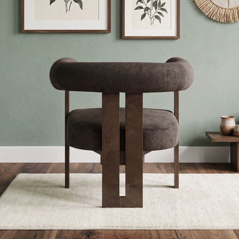 Fauteuil d'appoint rembourré avec accoudoirs arrondis arrondis, Noyer brun foncé