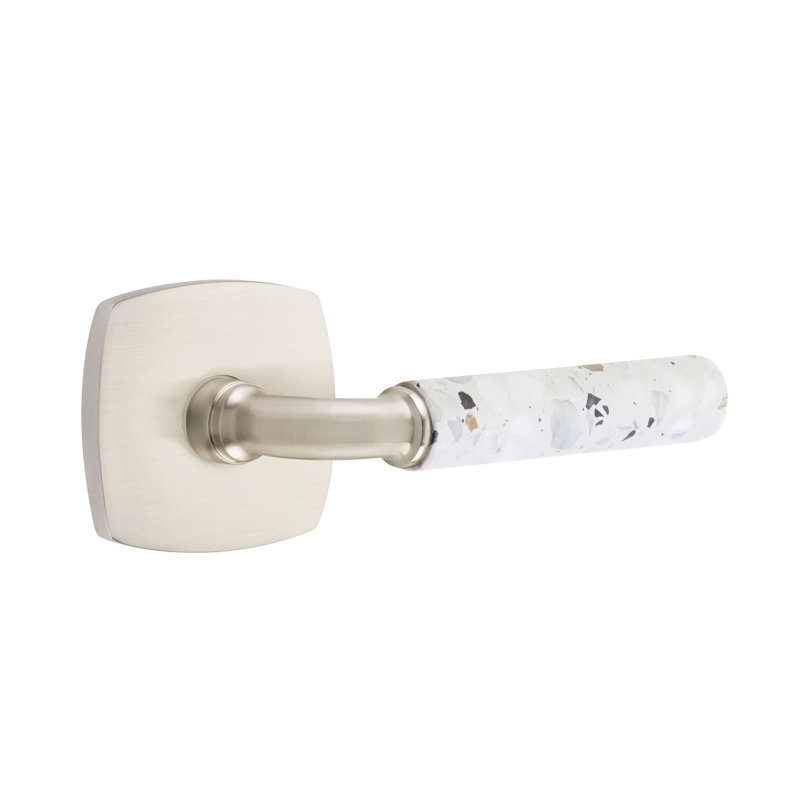 Mortaise intérieure Emtek Select Passage avec rosette urbaine moderne et tige R-Bar, Nickel satiné, Gauche