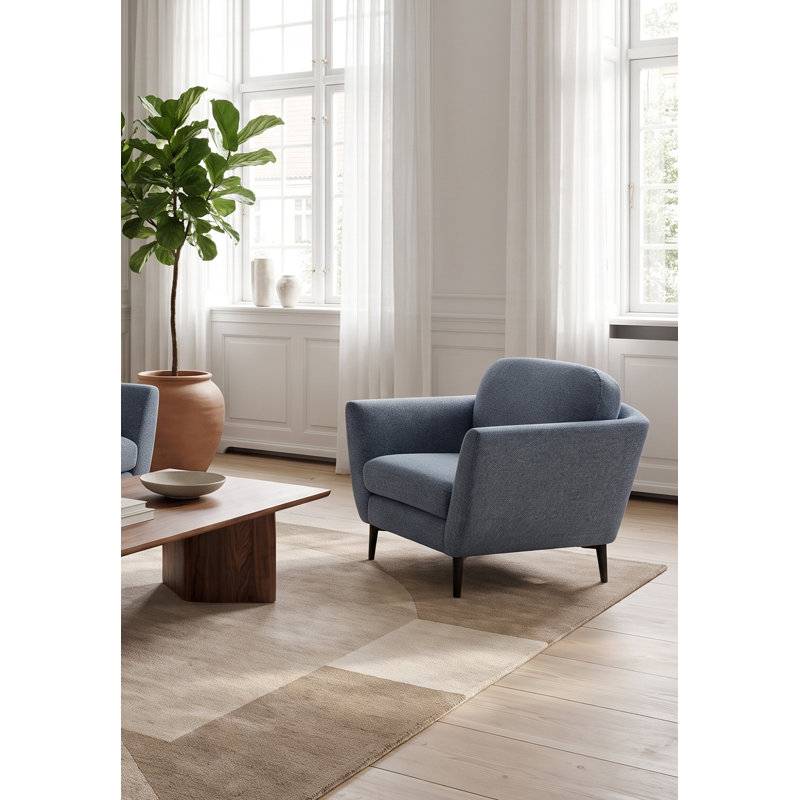 Tyndall Upholstered Armchair, Sky Blue Performance Basketweave