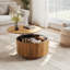 Table basse à plateau relevable 31,5 "avec lumières à DEL RVB et rangement caché - aspect bois naturel, contrôle intelligent de l'application, assemblage facile-1677131865