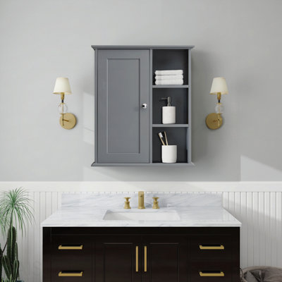 23.6" Grey Bathroom Wall Cabinet