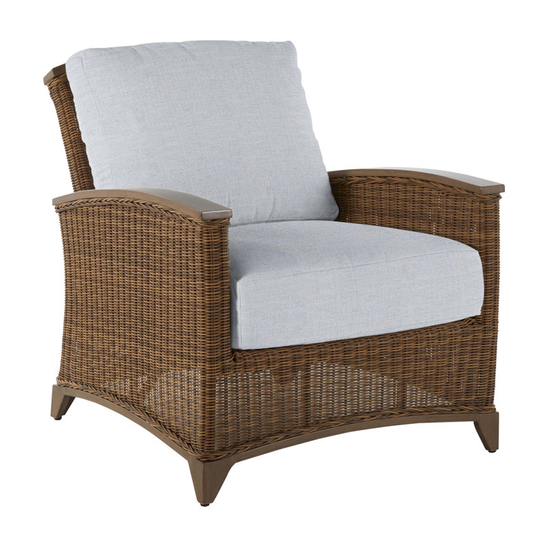 Astoria Woven Lounge Chair, Raffia/Oak, No Welt, Linen Chambray