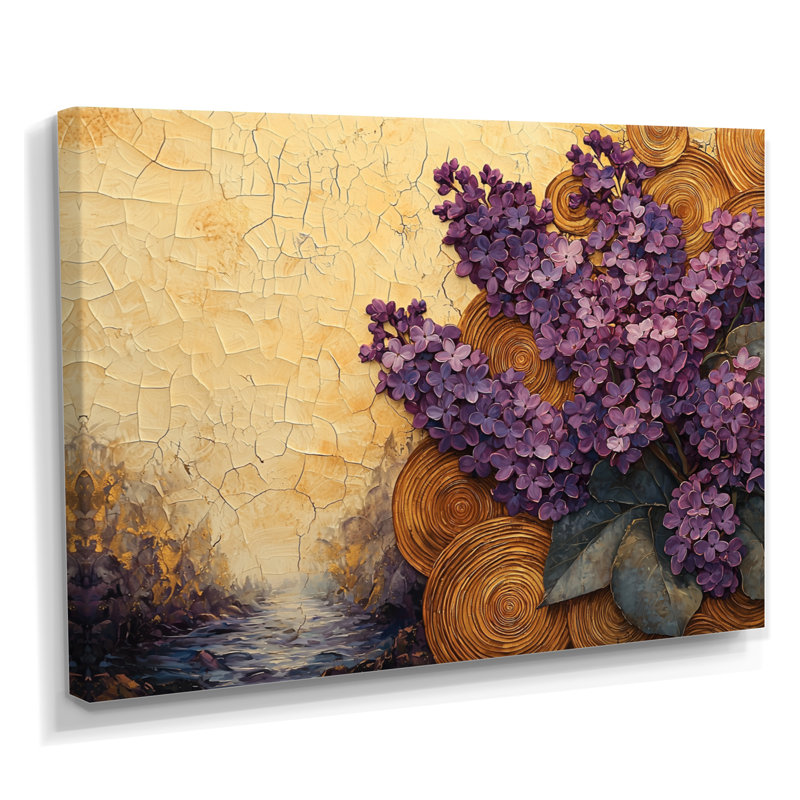 Gildea Lilacs Flowers Into A Wooden Slide Pattern II - Lilas, art mural, H 12 po x l 20 po, Toile tendue, Ne s’applique pas