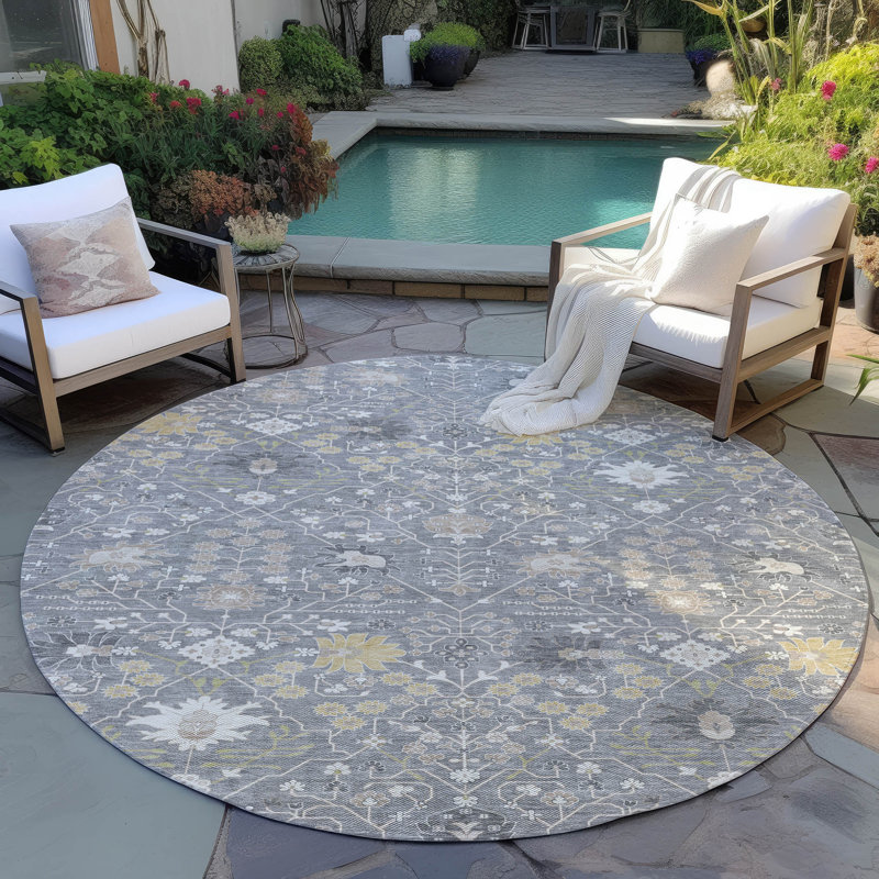 Tapis intérieur / extérieur gris Elara , 2'3" x 7'6"