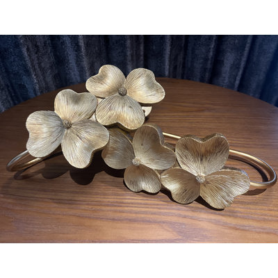 Ensemble de 2 embrasses de luxe à motif floral en métal doré