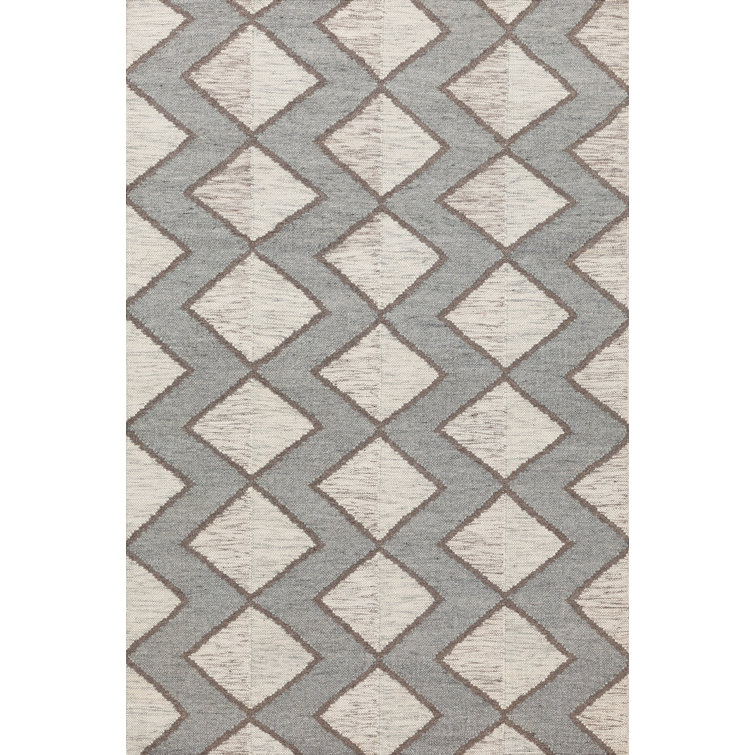 Textures Wool Geometric Area Rug in Gray