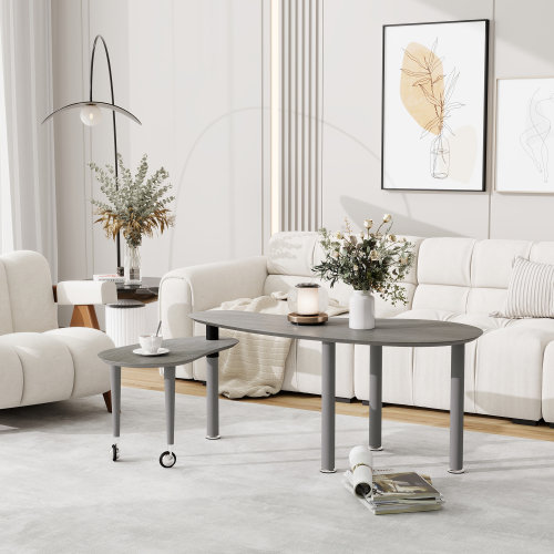 Table basse rotative avec pieds en bois d'hévéa massif, table basse rotative à 360 degrés pour le salon, la chambre à coucher