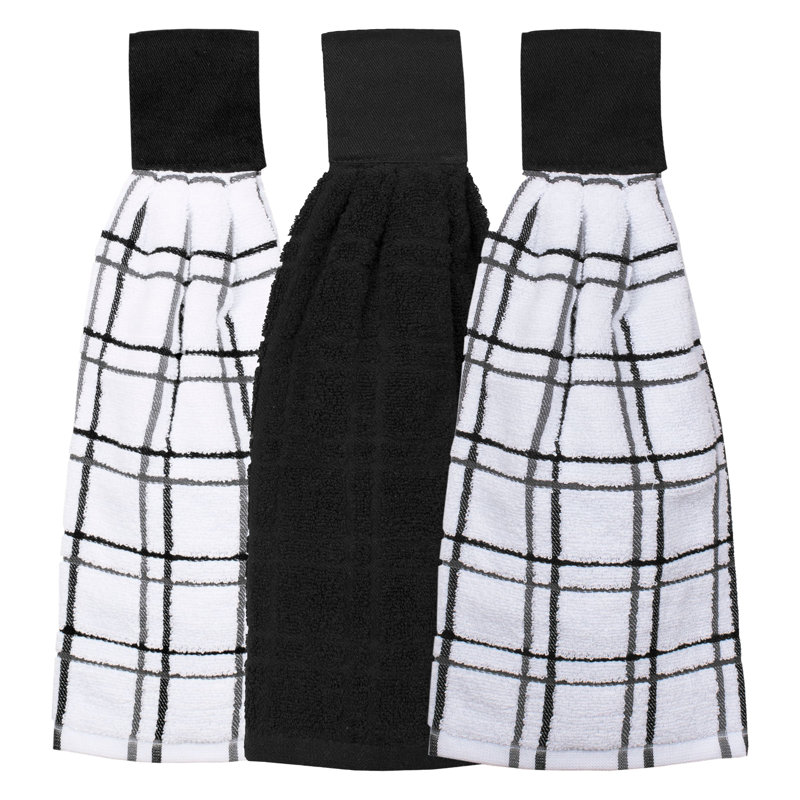 Cotton Tea Towel Kitchen Towel, Black/White