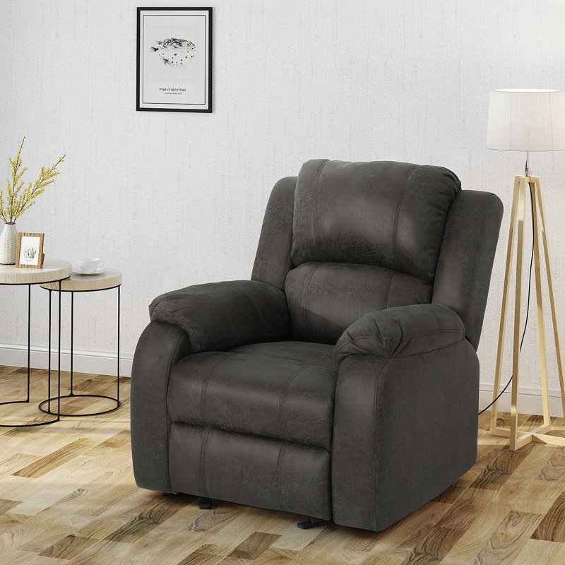 Manual Recliner Chair In Slate Linen Fabric, Dimensions 34.5" X 39" X 39"