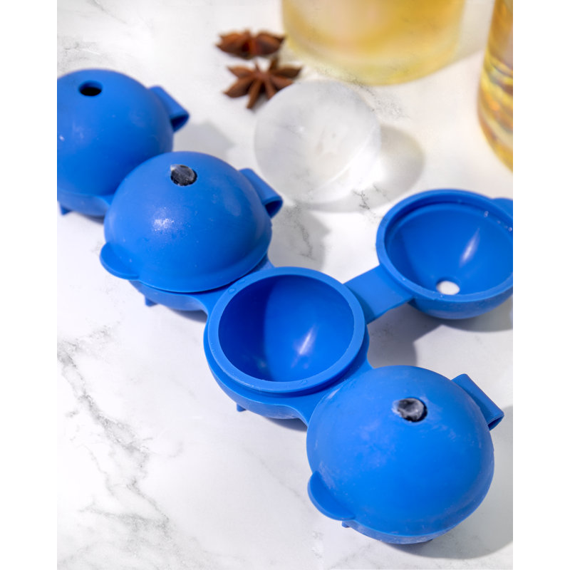Colourworks Sphere Ice Cube Moulds in Gift Box, LFGB-Grade Silicone - Green, Blue