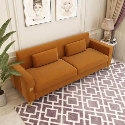 Canapé à accoudoirs carrés en velours 85,63 po Deondry