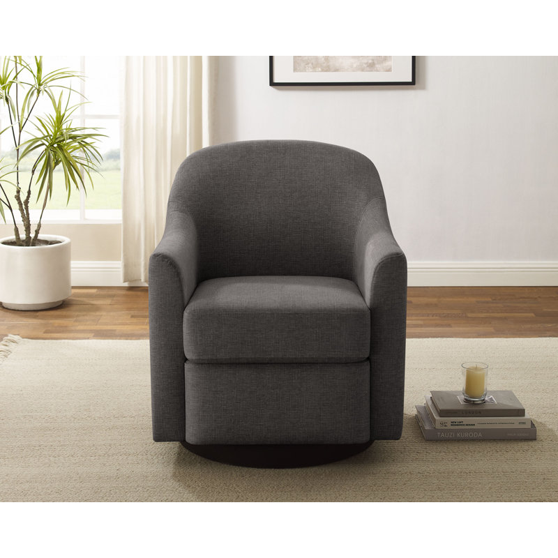 29.92In Modern Barrel Swivel Accent Chair, Dark Gray Polyester Blend