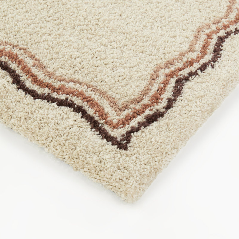 Ashbery Red/Pink Squiggle Border Area Rug, Rectangle 5'3" x 7'