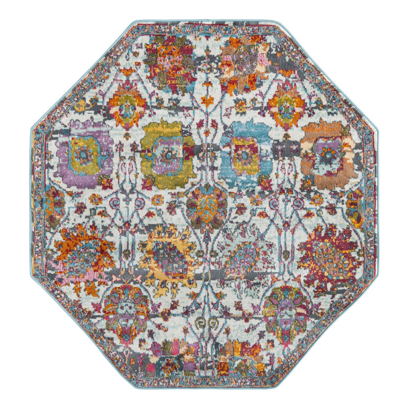 Haefner Floral Indoor Rug, Octagon 4' x 4'