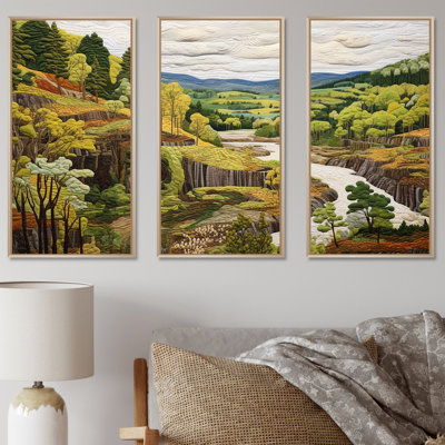 «Green Wondering Pastoral Harmony - River Print», ensemble d'art mural