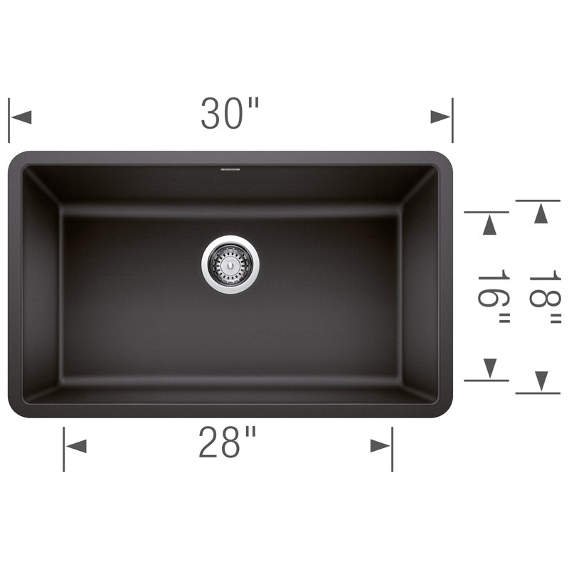 Precis SILGRANIT 30" L X 18" W Undermount Kitchen Sink, Anthracite
