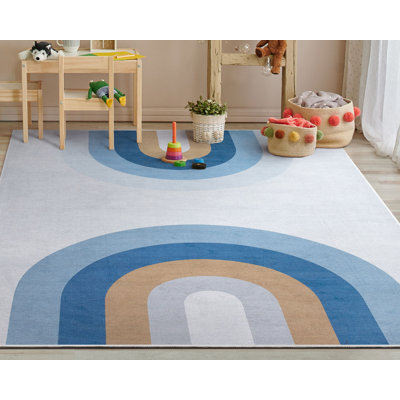 Asusena Kids Rugs Twilight Rainbow Modern Blue Area Rug