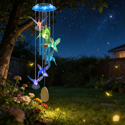 Carillon de colibri solaire avec tubes en aluminium