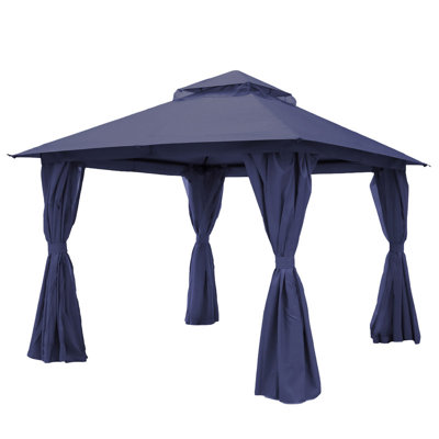 Gazebo de patio en acier Yardgrace, 3 m x 3 m, bleu