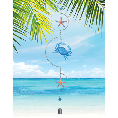 Coastal Blue Betsy Crab Metal Garden Dangler