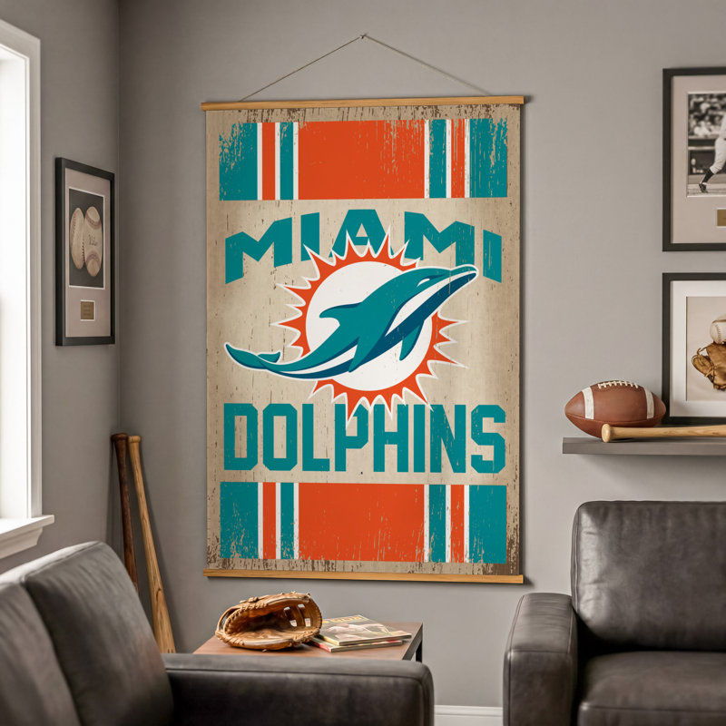 Tapisserie murale 36 "x 54" Miami Dolphins, Dolphins de Miami