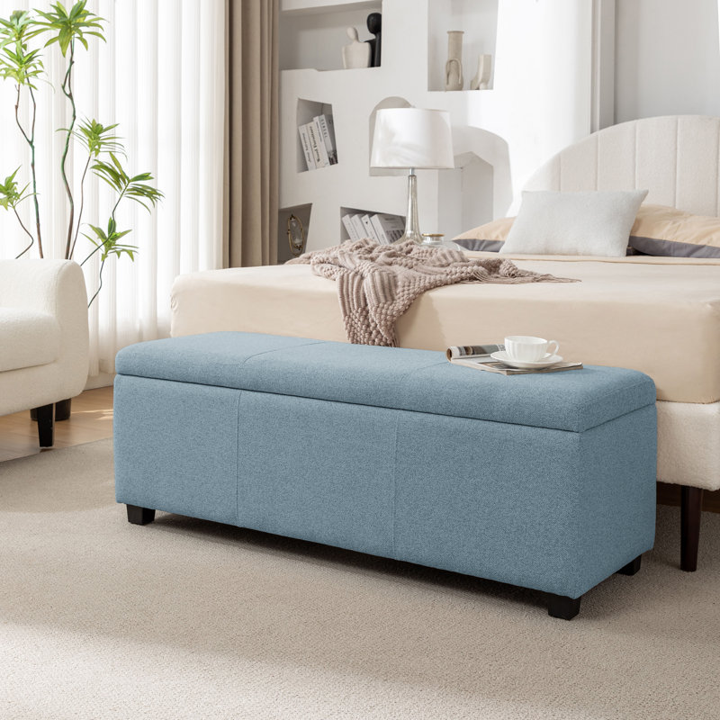 Latitude Run® Ved Fabric Rectangular Storage Bench, Blue