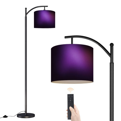 Lampe sur pied arc avec lampes DEL mauves et télécommande DEL Abat-jour réglables Grandes lampes sur pied pour le salon de lecture