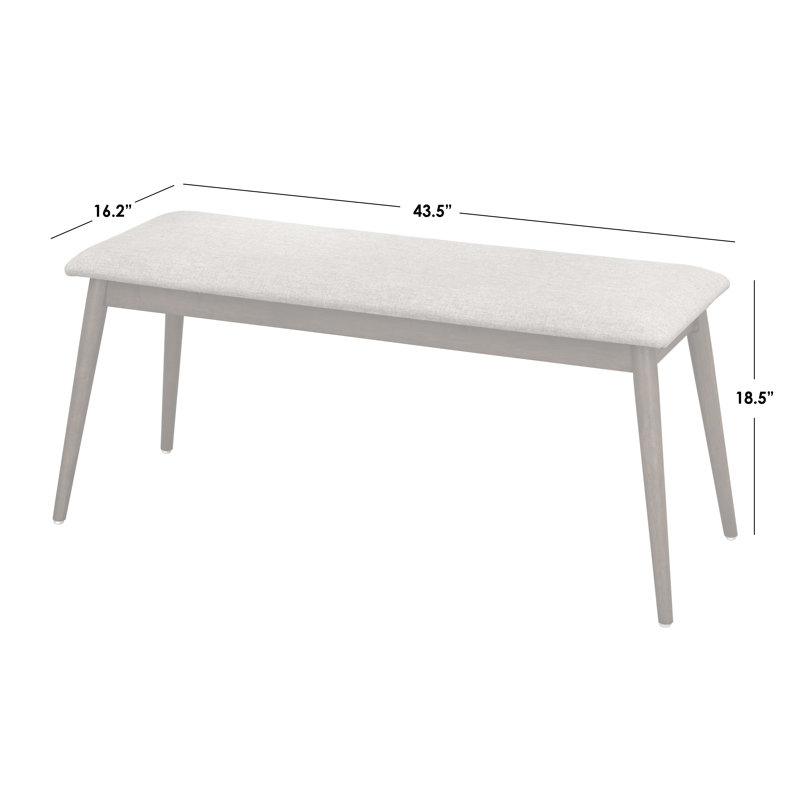 Niobrara Fabric Upholstered Bench, Beige fabric, Light Oak Color Legs