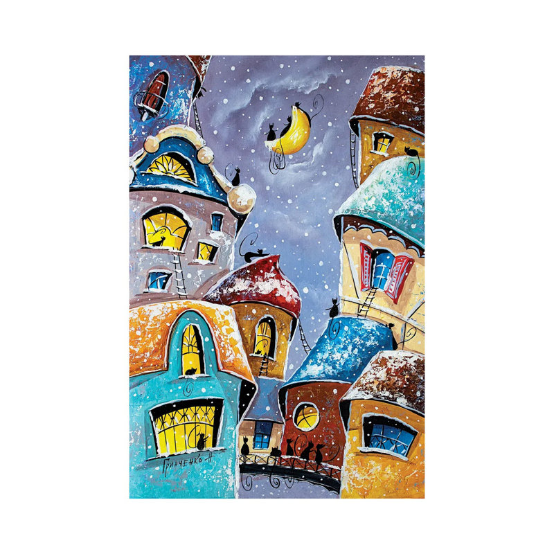 Winter Night In The City Of Cats 1 Piece Wrapped Canvas Wall Art