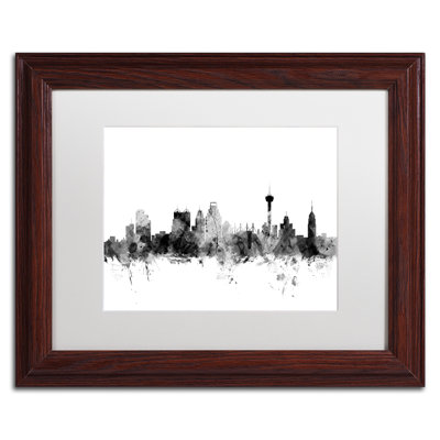 « san antonio texas horizon bw », reproduction d’impression sur toile encadrée