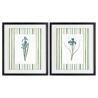 Ensemble de 2 sous-verres iris et rayures encadrés, design par Nan