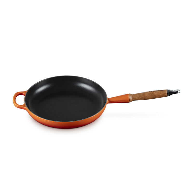 Le Creuset Enameled Cast Iron Alpine Wood Handle Fry Pan, 2.25Qt. - Flame, Flame