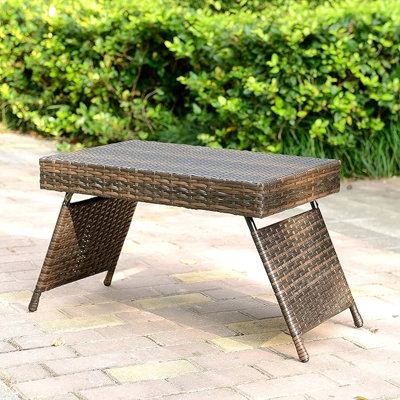 Table pliante portative américaine de style brun, légère de 7 lb, facile d'entretien, d'une largeur de 23,5 po, idéale pour les patios et les terrasses