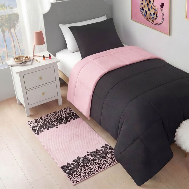  Tapis Juice Couture, Rose pâle et noir, 2 pi x 4 pi