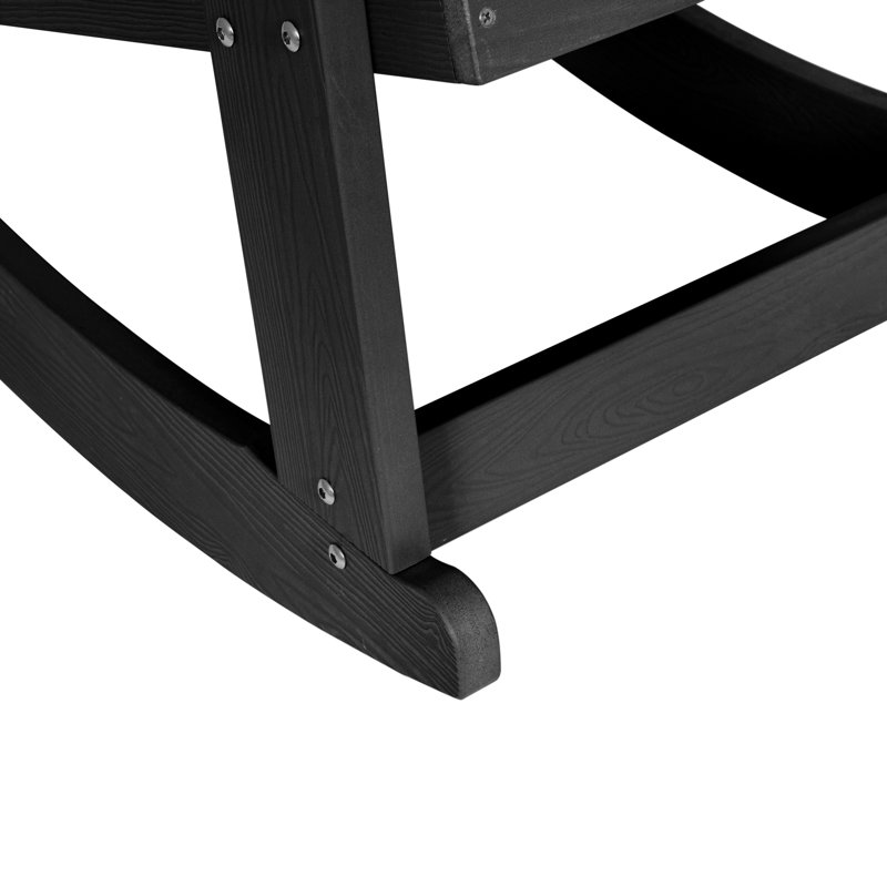 Baltazar Polyresin Wood Indoor/Outdoor Adirondack Rocking Chair, Black