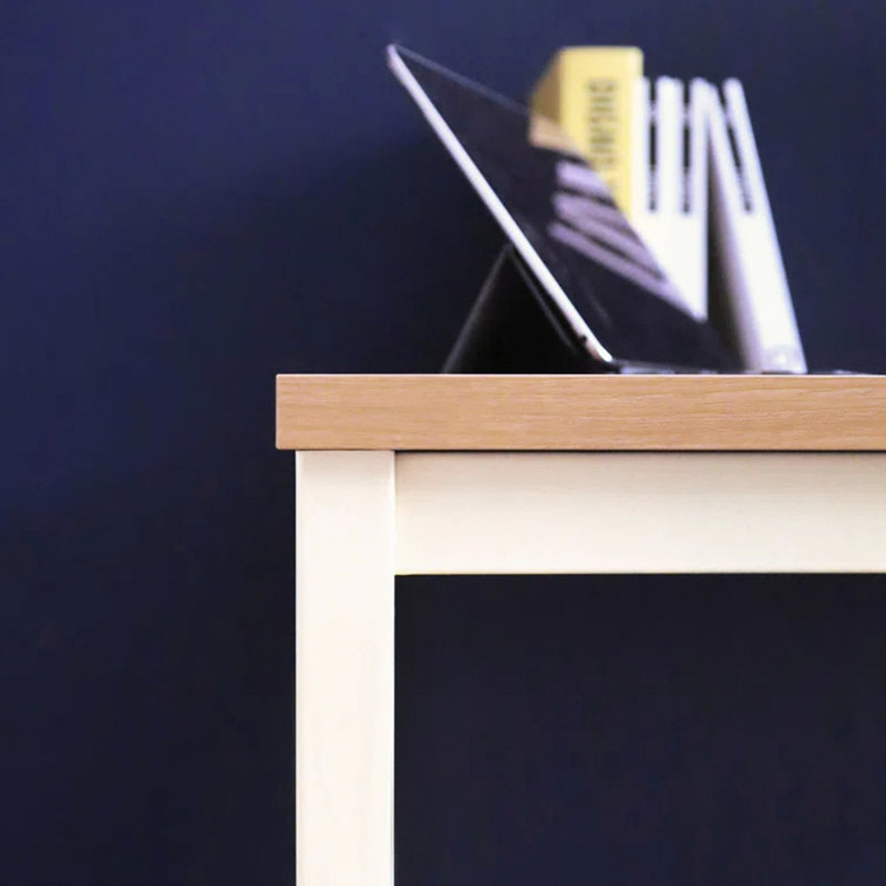 Bureau d'ordinateur contemporain en bois et métal Harry, Chêne / Blanc