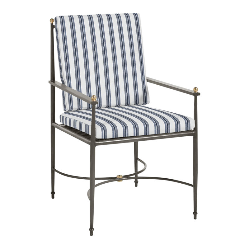 Roma Wrought Aluminum Outdoor Arm Chair, No Welt, Perigold Excel Denim