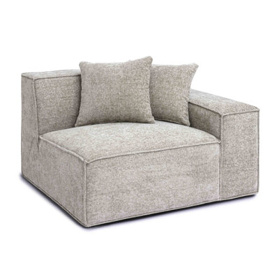 Cherylee Taupe Chenille Basketweave RAF Corner Chair