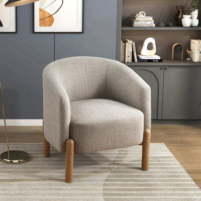 Chaise d'appoint - Confort de style Taupe Revêtement durable Cadre idéal pour les chambres relaxantes Pieds en bois massif Mobilier de salon de style contemporain 1pc