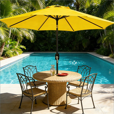 9FT Crank Lift Auto-Tilt Patio Umbrella