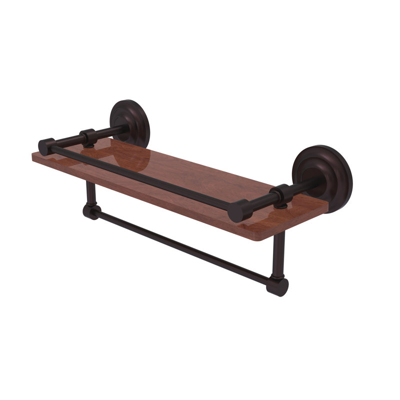 Leamore Bracket Shelf with Towel Bar, Antique Bronze, 5" H x 16" W x 5" D