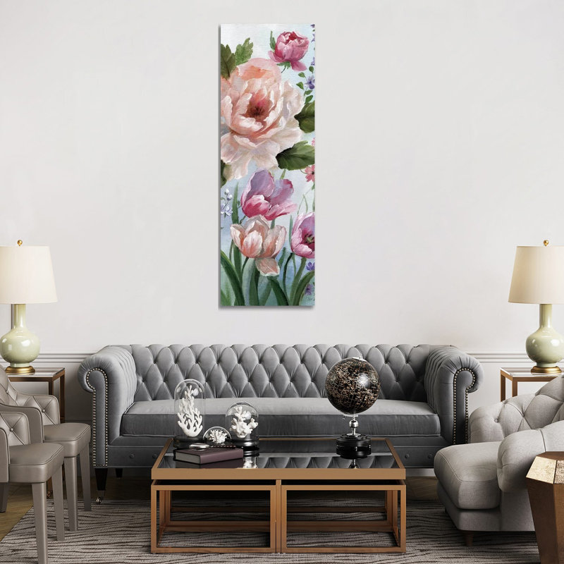 Romantic Botanical I by Nan - Panoramic Painting on Canvas, 182.88 cm H x 60.96 cm W, Wrapped Canvas