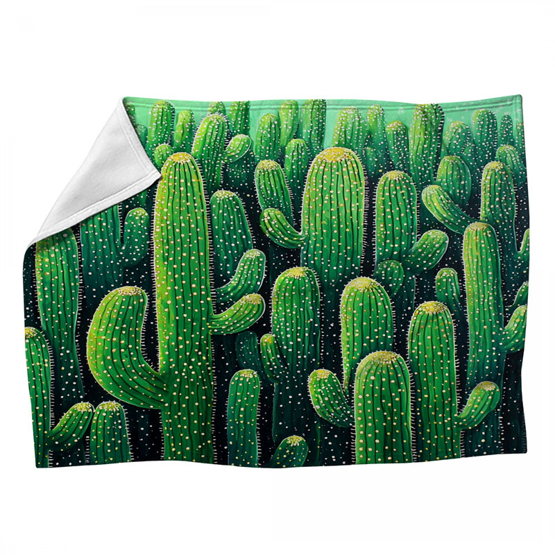 Jeté en polaire Cacti - Jeté à plantes pour canapés ou lits, L 60 po x l 50 po
