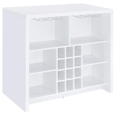 White Engineered Wood Freestanding Home Bar