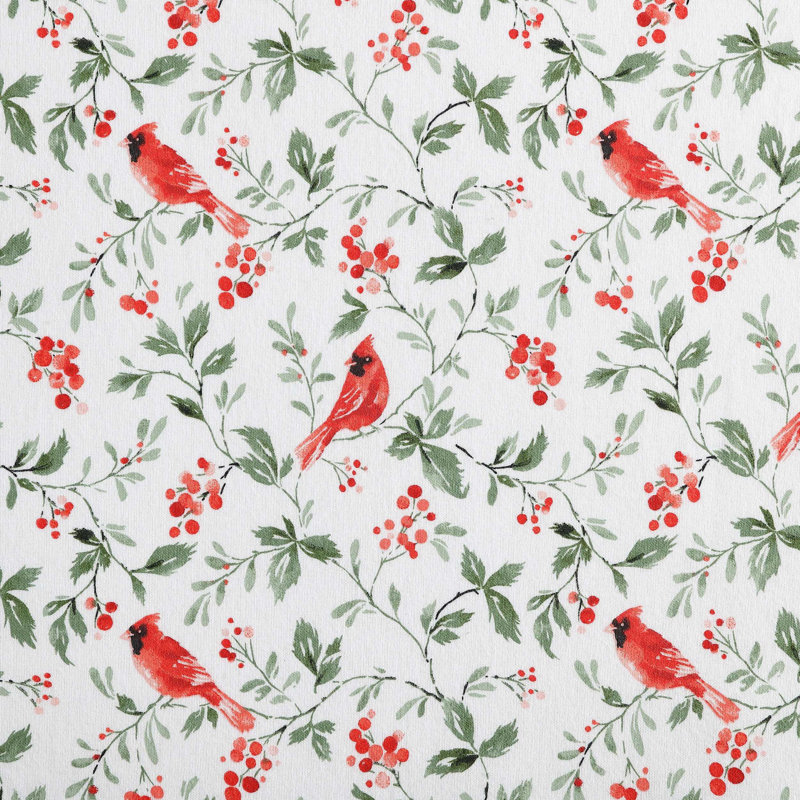 Ensemble de draps en flanelle de coton brossé, Ensemble de draps pour très grand lit avec 2 taie, Rouge / cardinaux joyeux