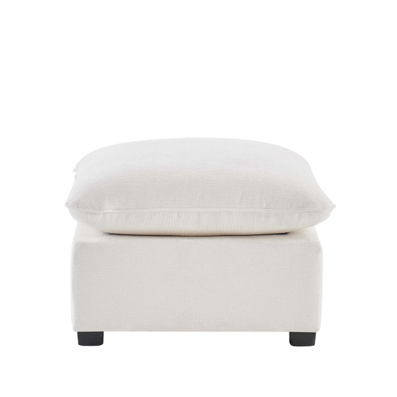 Module de repose-pieds 26 po x 26 po pour canapé modulaire modulaire, assise large, chenille, 2 couleurs, Blanc