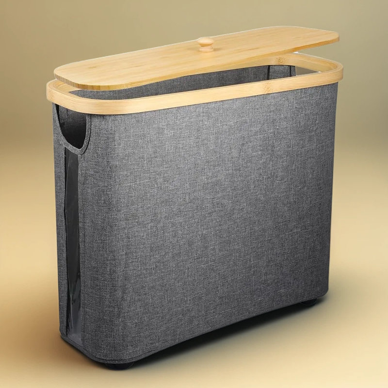 Panier de rangement pliable pour papier hygiénique avec couvercle et poignée, organisateur de salle de bain polyvalent pour rouleaux, serviettes et accessoires
