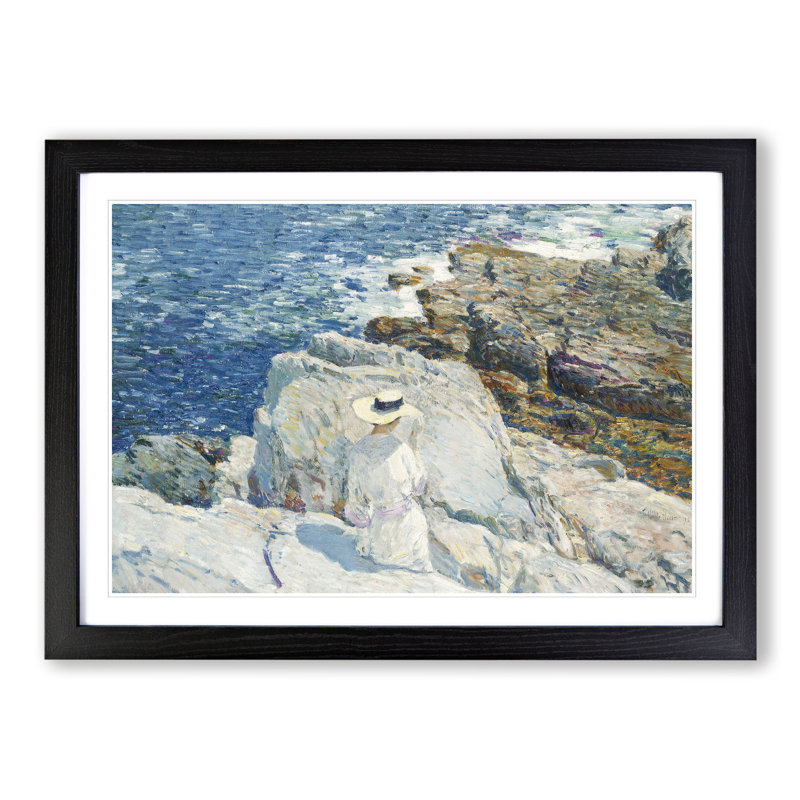 South Ledges in Appledore by Childe Hassam - Picture Frame Painting, Black Framed, 48cm H x 65cm W x 2cm D